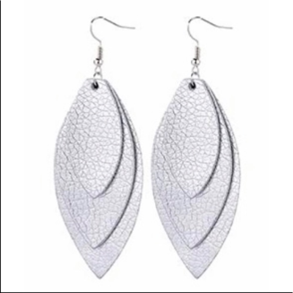 🔥Silver Faux Leather Earrings